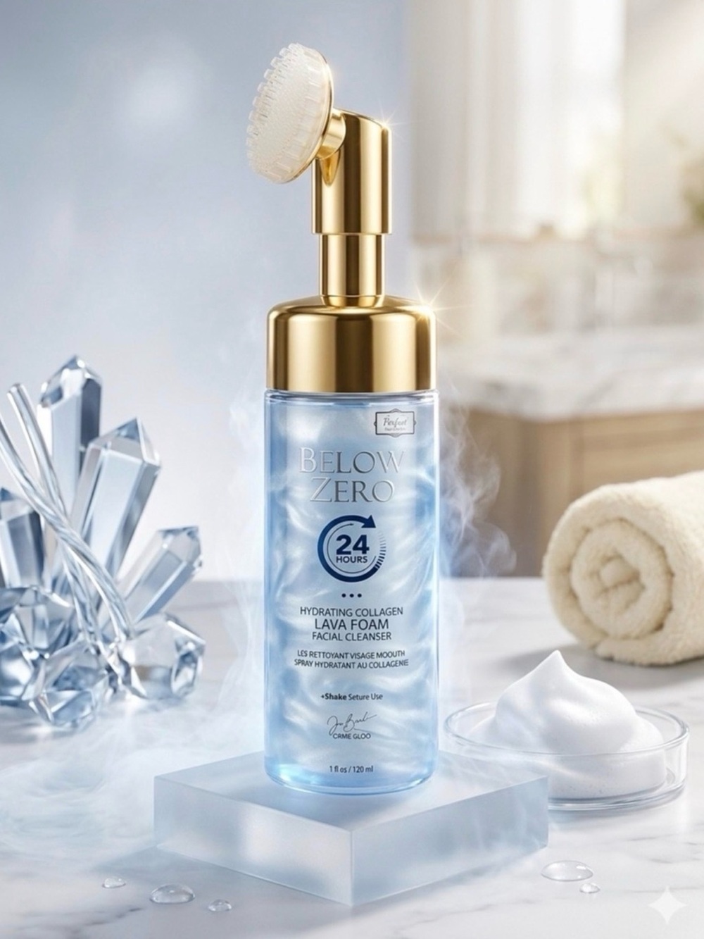 Below Zero Glacier Ice Oil Control Lava Foam Cleanser W/Brush Head ~ Retail $180